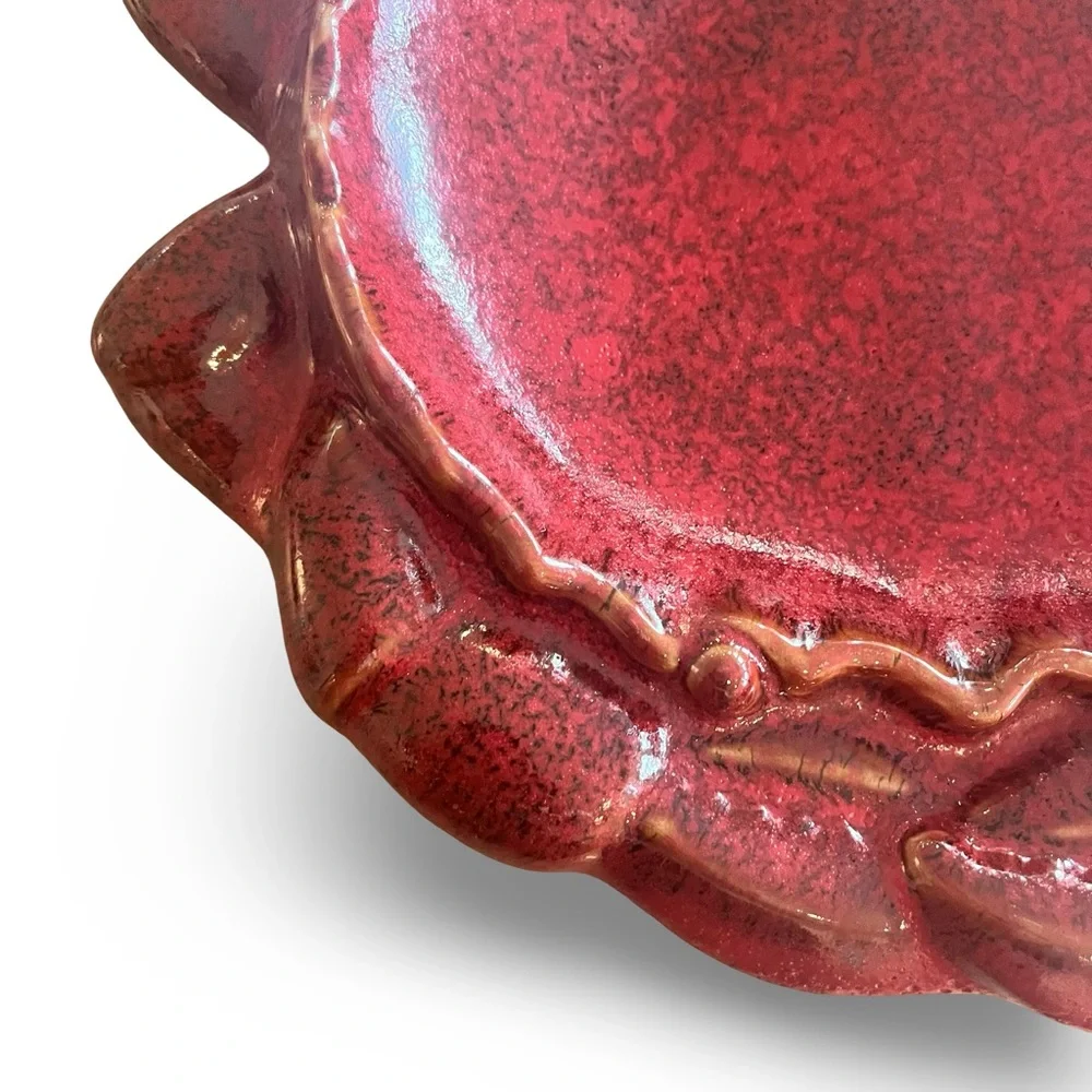 Red Ceramic Crab Shaped Serving Platter